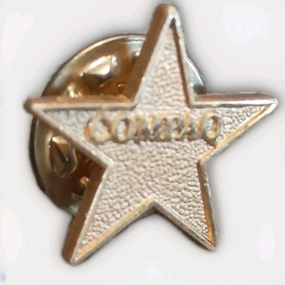 Compaq Computer Star Gold Tone Lapel Hat Pin Pinback Tie Tac Vintage Tech Pin